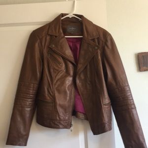 Brown leather jacket Cole Haas size Large